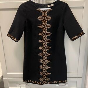 Elegant Holley Bracken Gold Embroidered Black Dress Women’s Size Small